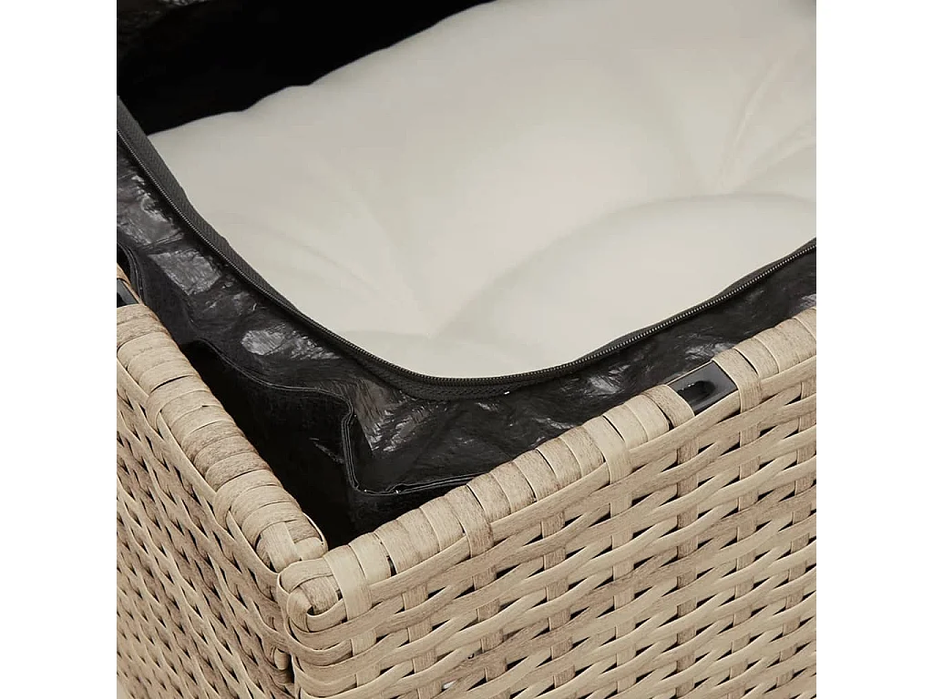 Canapé de jardin sans accoudoirs coussins beige résine tressée