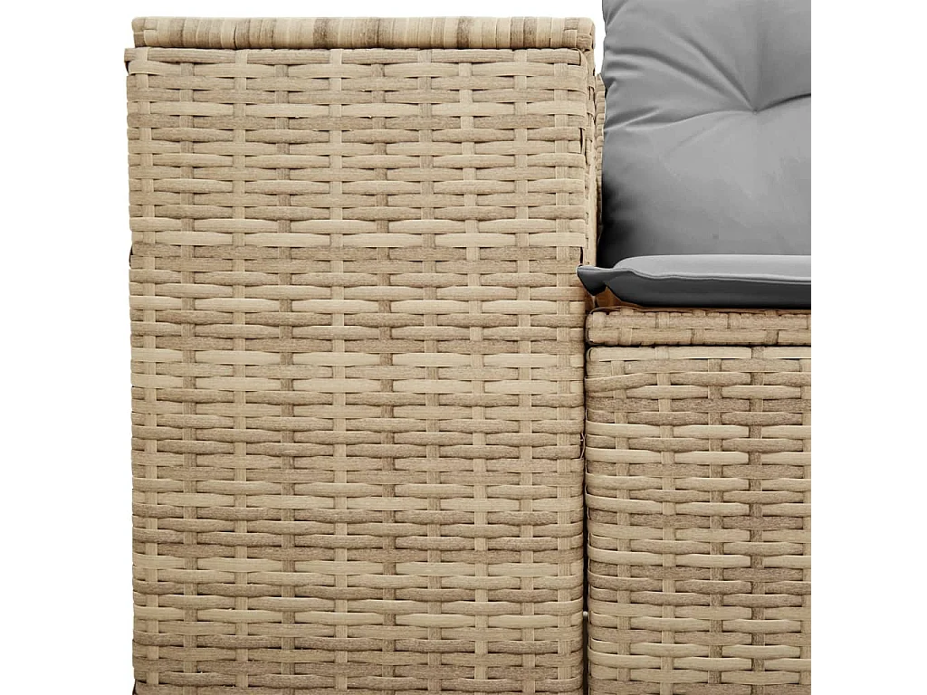 Canapé de jardin avec coussins 2 places beige résine tressée