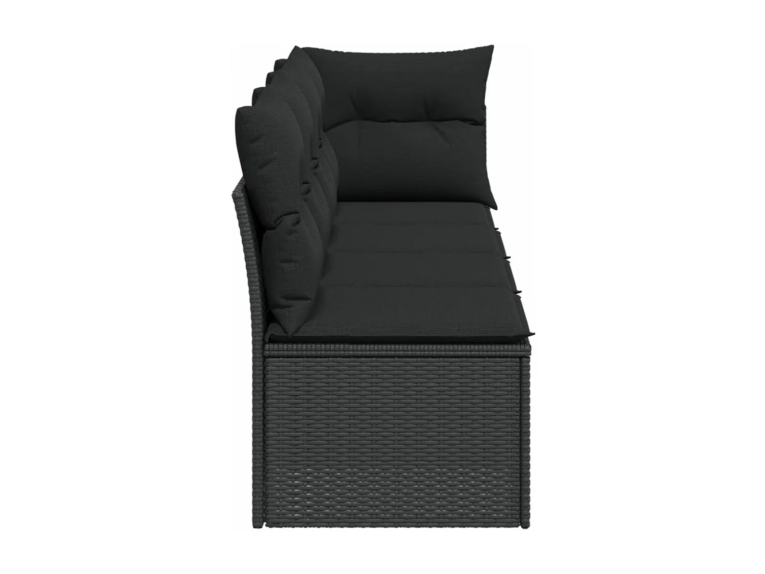 Canapé de jardin avec coussins 4 places noir résine tressée