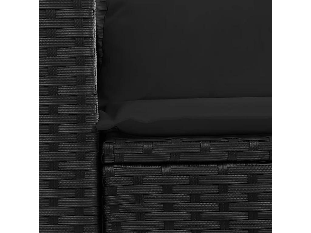 Canapé de jardin avec coussins 2 places noir résine tressée