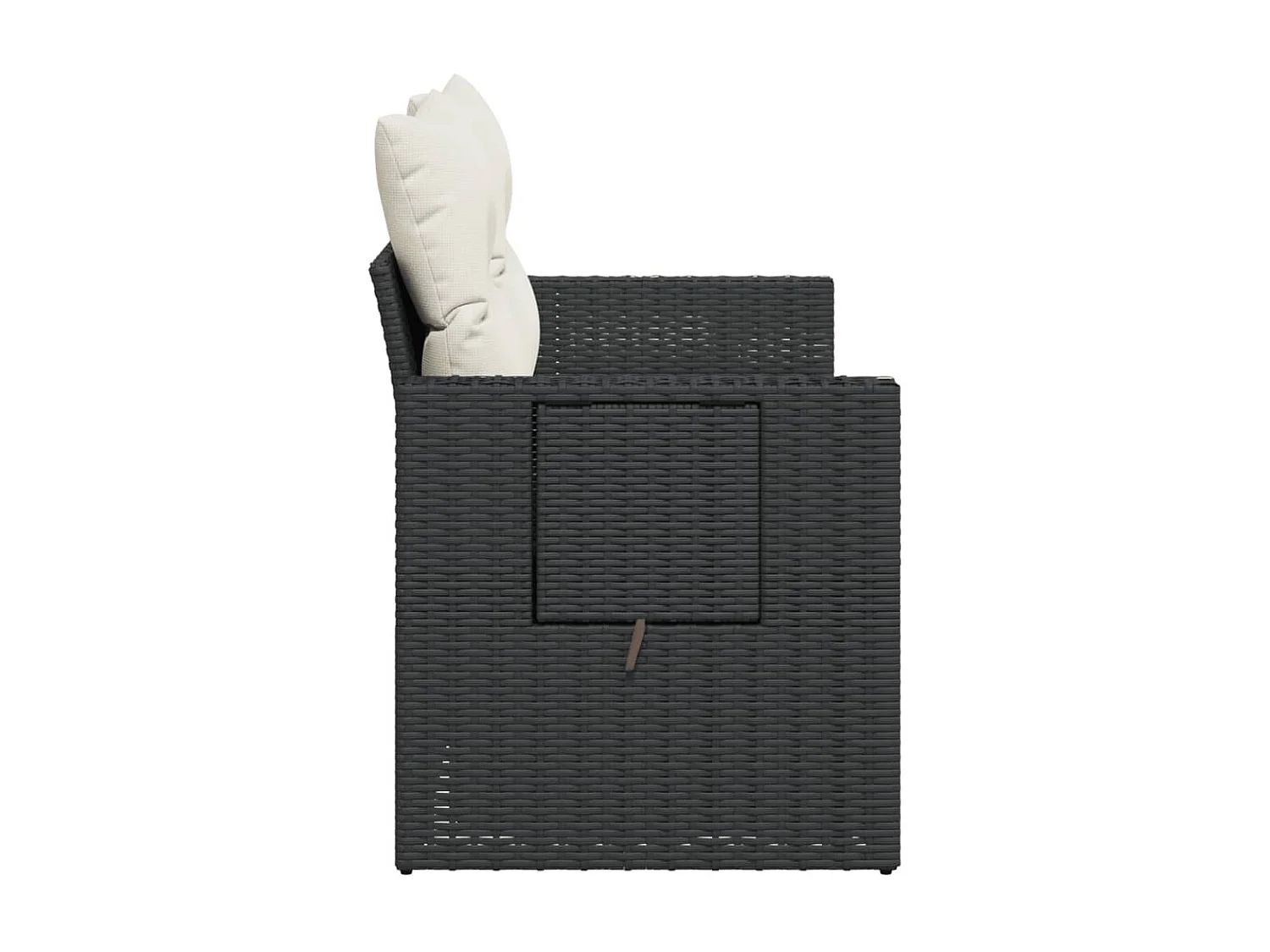 Canapé de jardin avec coussins 2 places noir résine tressée