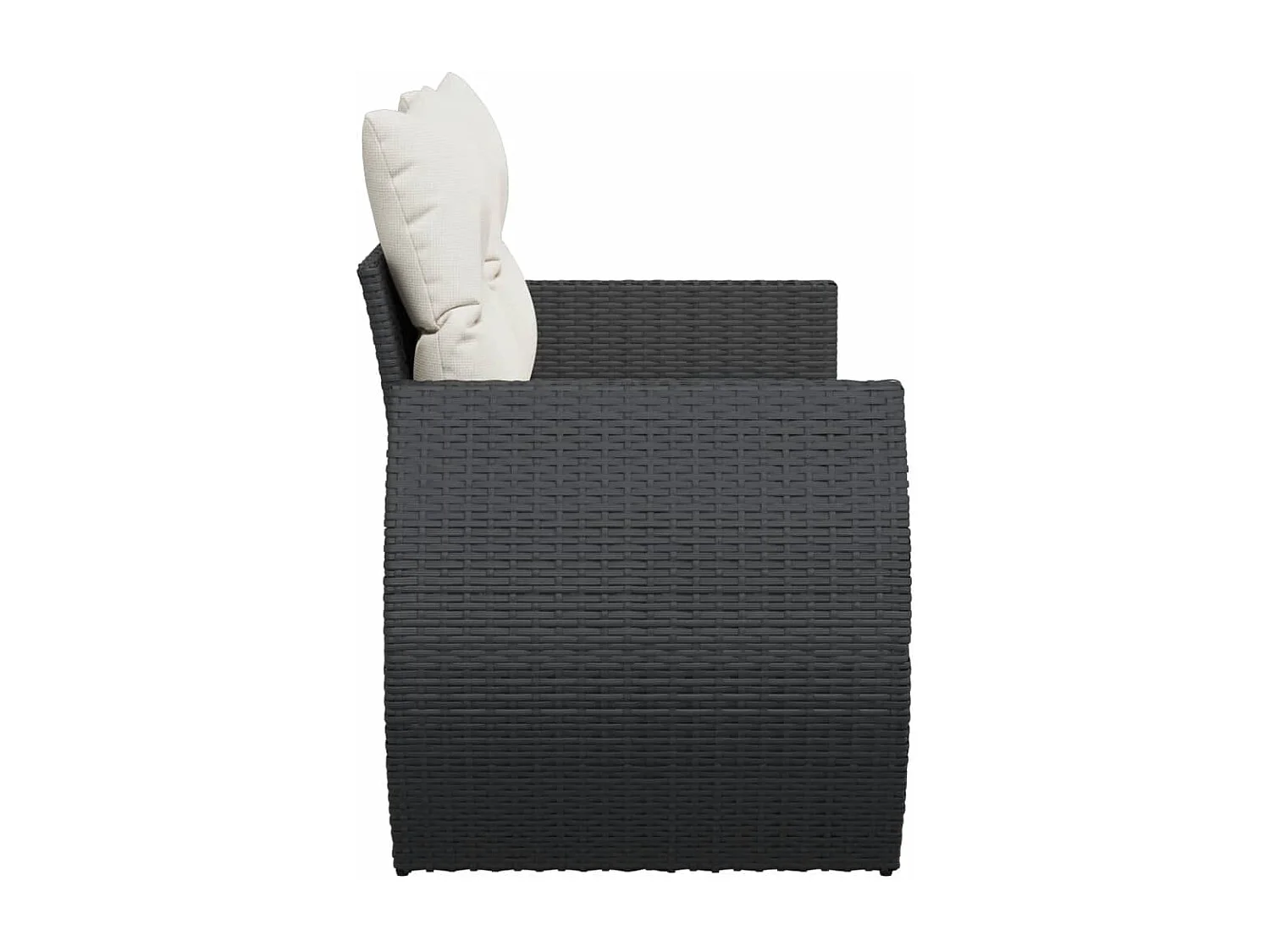 Canapé de jardin avec coussins 2 places noir résine tressée