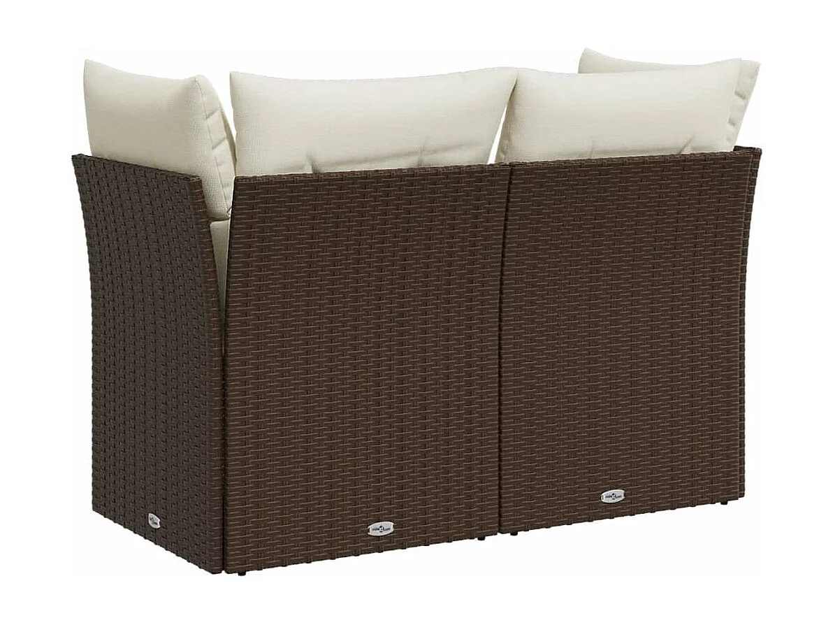 Canapé de jardin avec coussins 2 places marron résine tressée