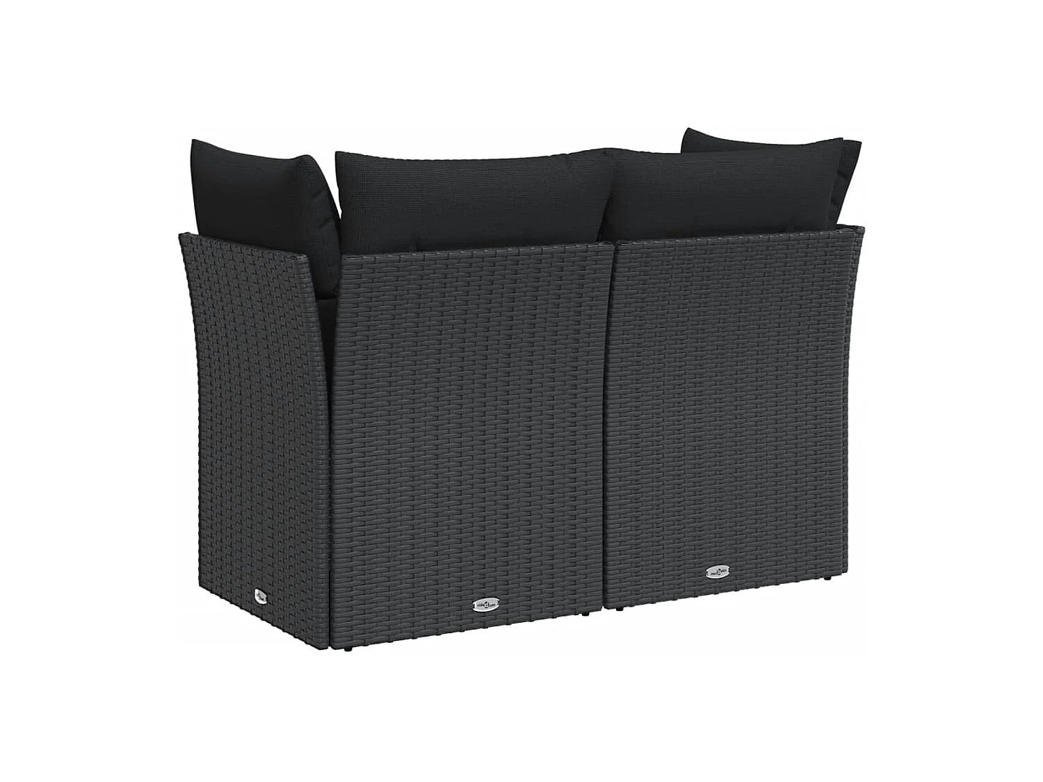 Canapé de jardin avec coussins 2 places noir résine tressée