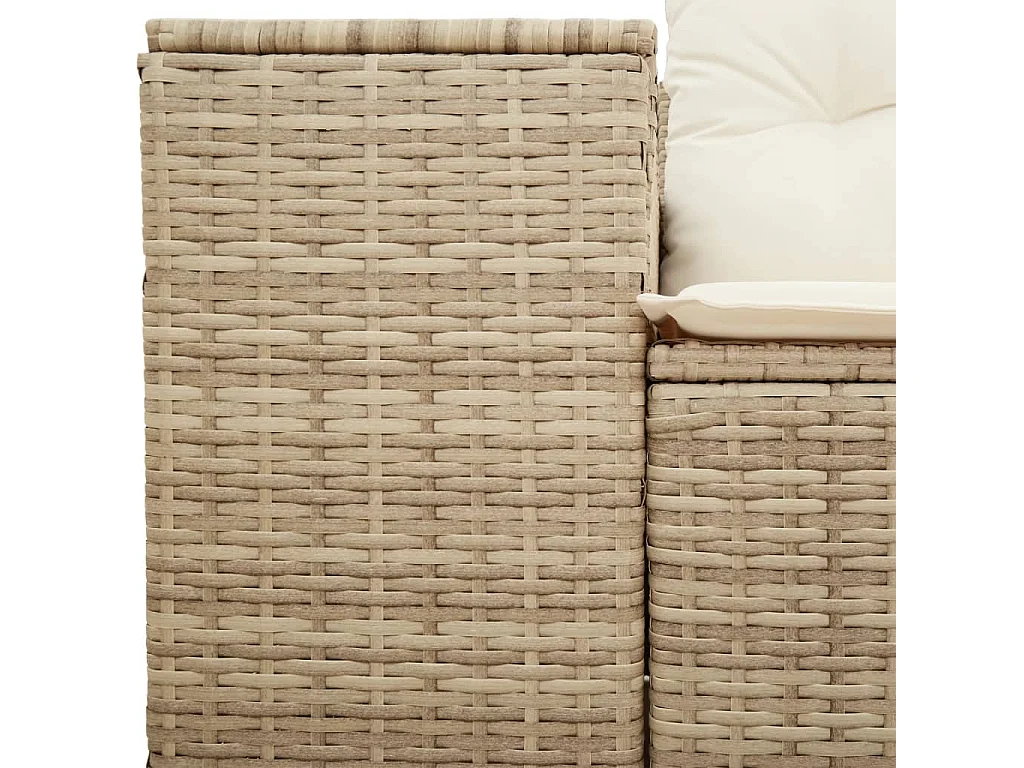 Canapé de jardin avec coussins 2 places beige résine tressée