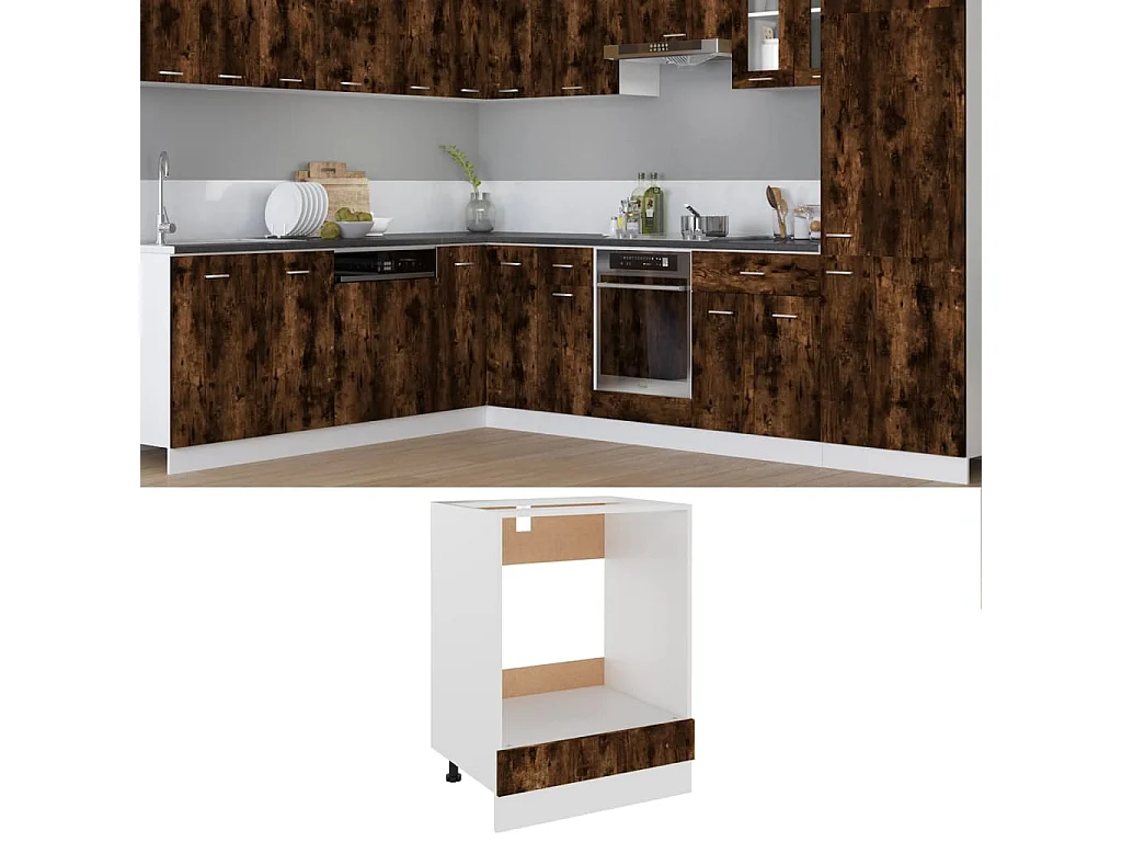 Armoire à four Chêne fumé 60x46x81,5 Bois d'ingénierie