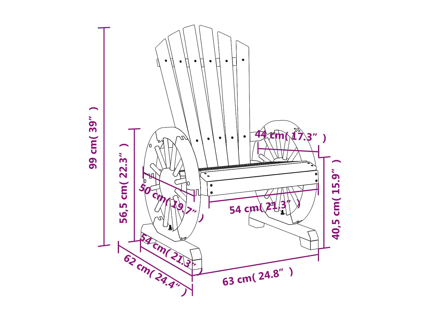 Chaise de jardin Adirondack bois de sapin massif