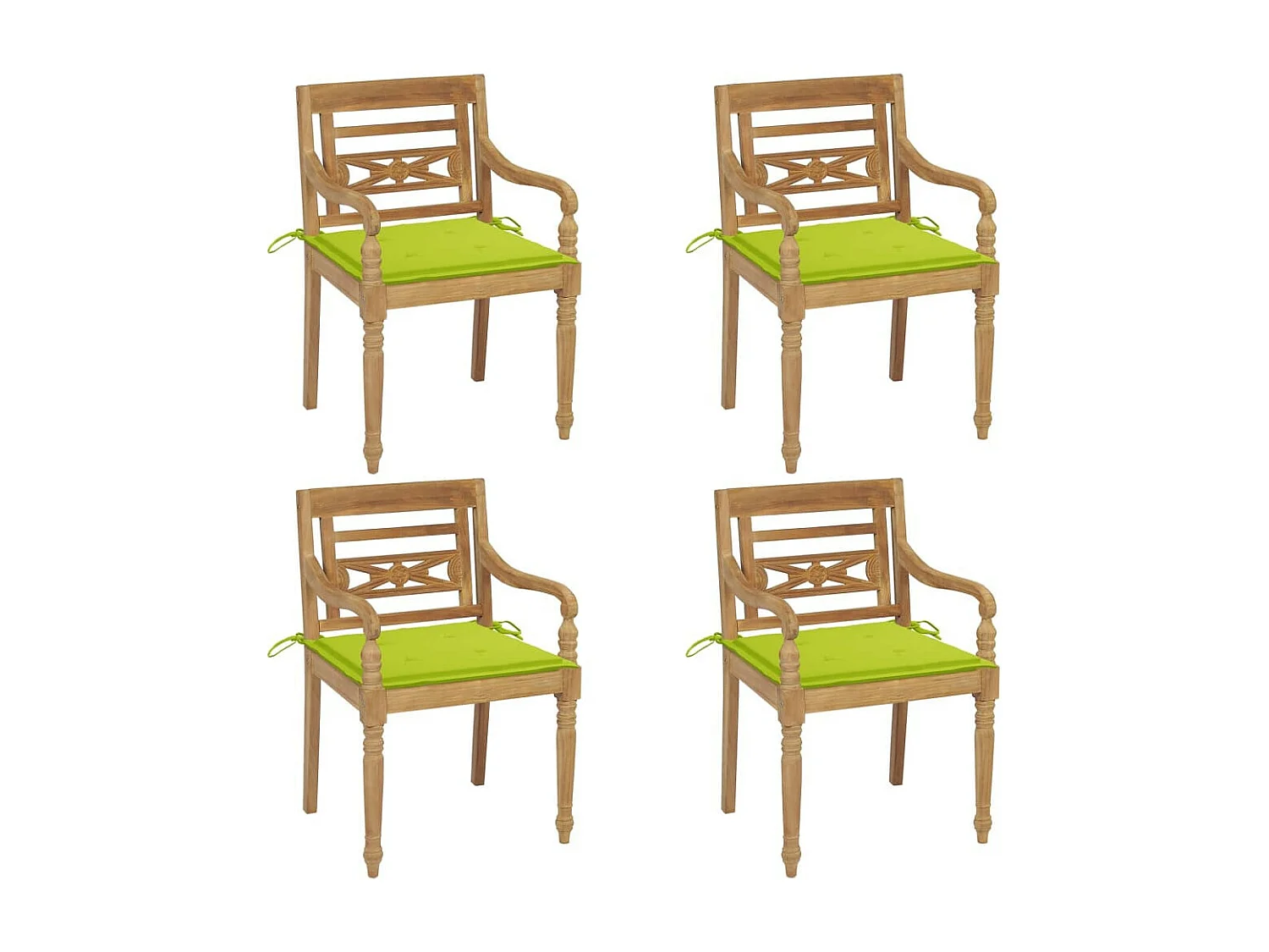 Chaises Batavia avec coussins 4 pcs Bois de teck solide 2