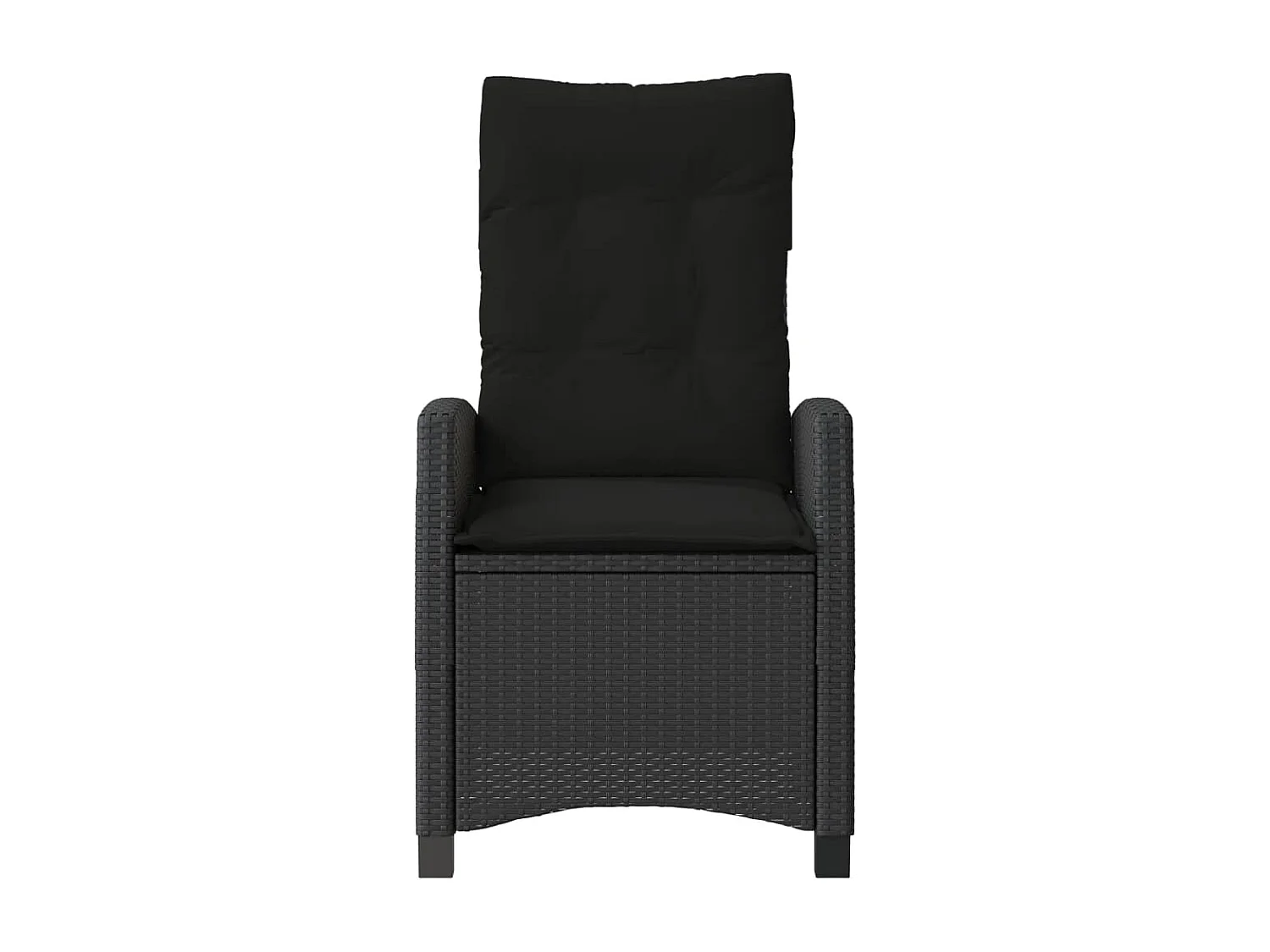 Chaise inclinable de jardin avec coussins noir résine tressée