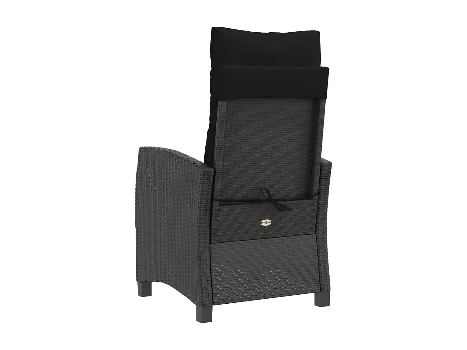 Chaise inclinable de jardin avec coussins noir résine tressée