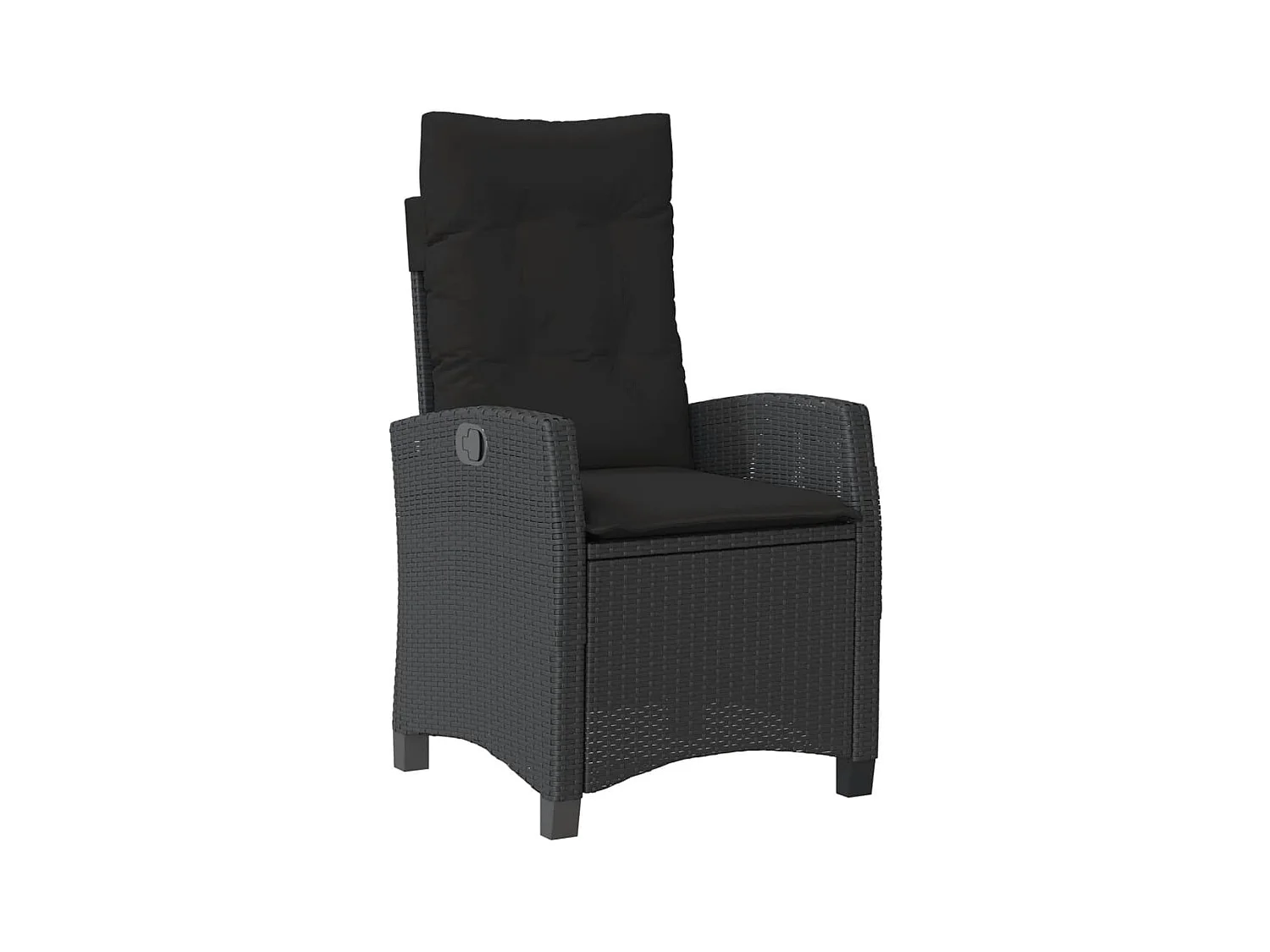 Chaise inclinable de jardin avec coussins noir résine tressée