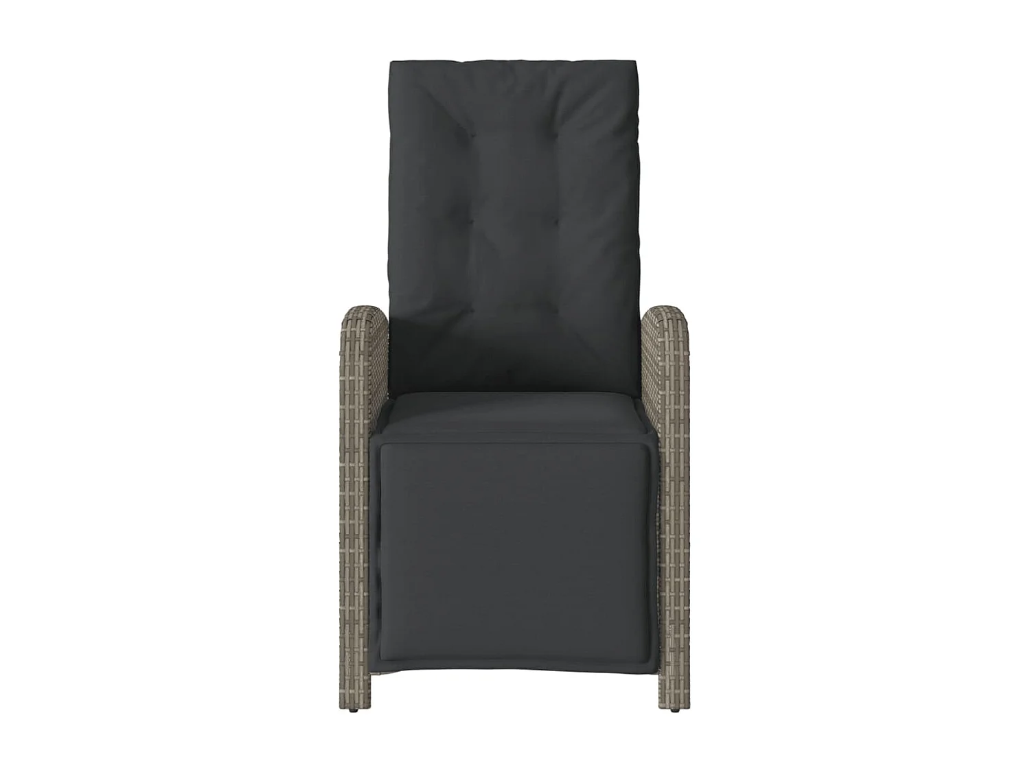 Chaise inclinable de jardin et repose-pied gris résine tressée