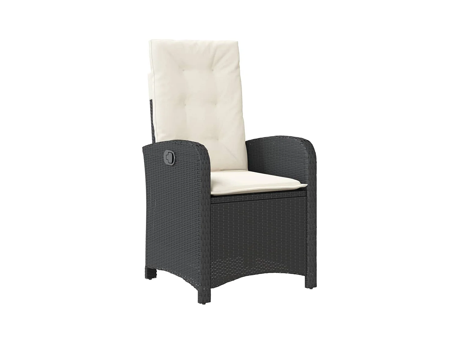 Chaise inclinable de jardin avec coussins noir résine tressée