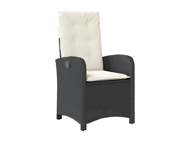 Chaise inclinable de jardin avec coussins noir résine tressée