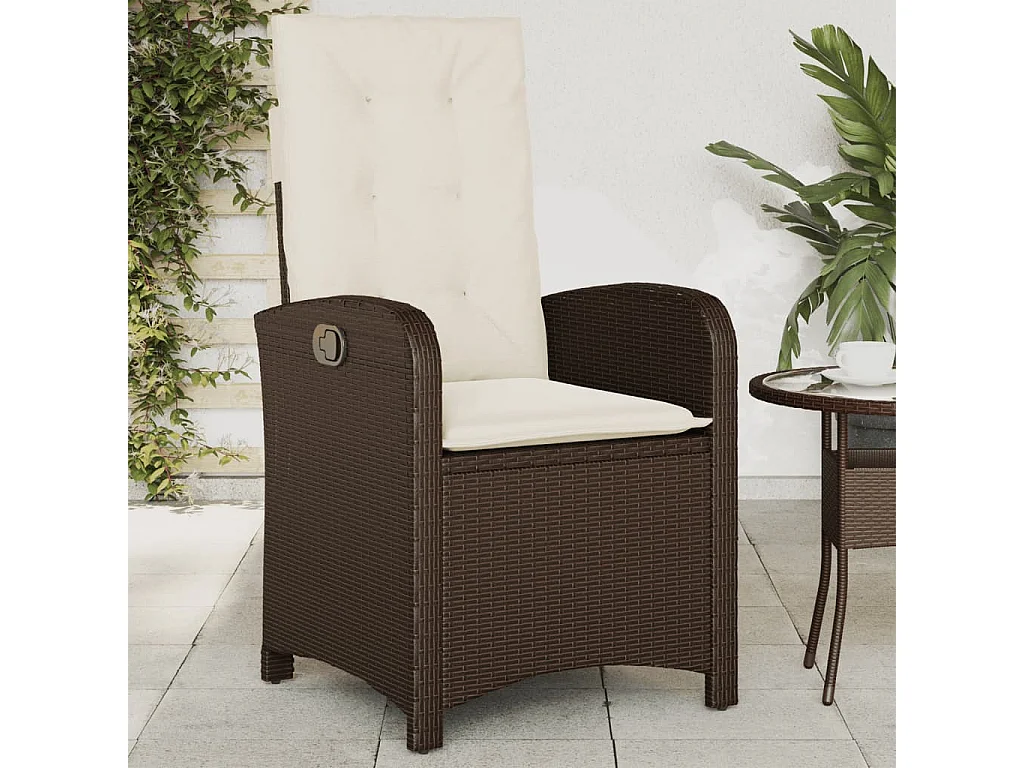 Chaise inclinable de jardin avec coussins marron résine tressée
