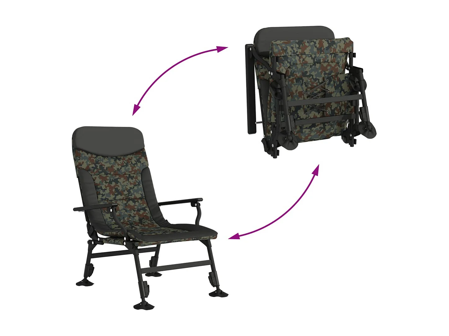 Chaise de pêche avec accoudoir pliable camouflage