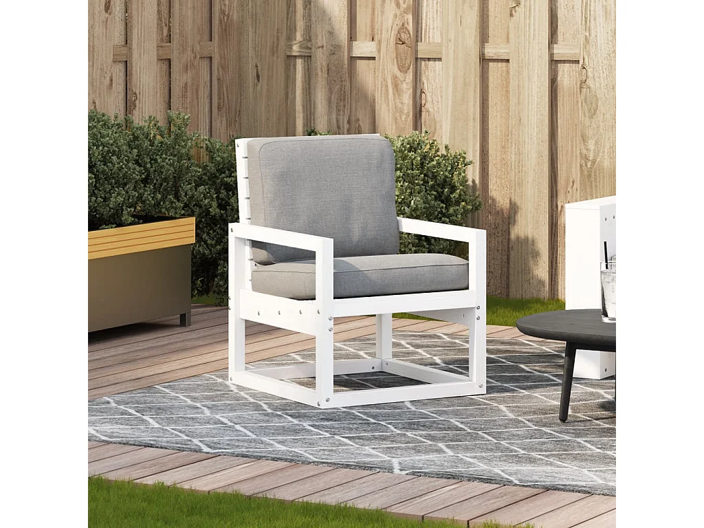 Chaise de jardin blanc 57,5x63x76 bois de pin massif