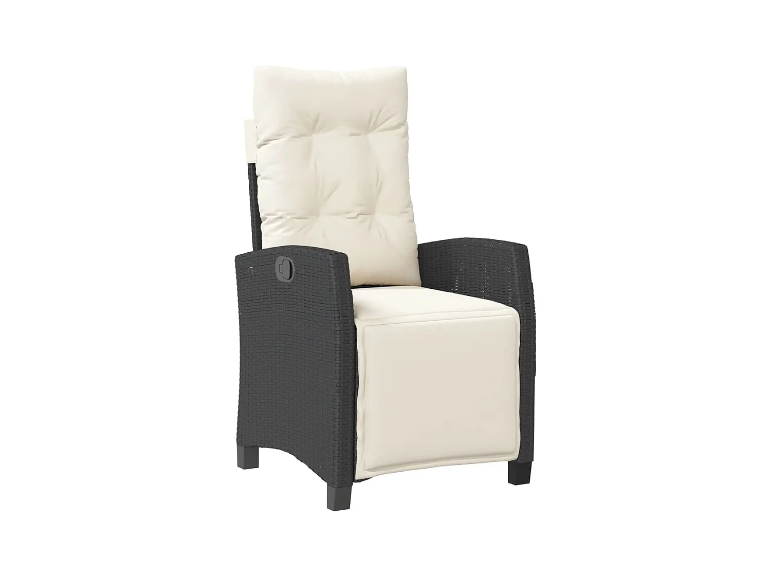 Chaise inclinable de jardin et repose-pied noir résine tressée
