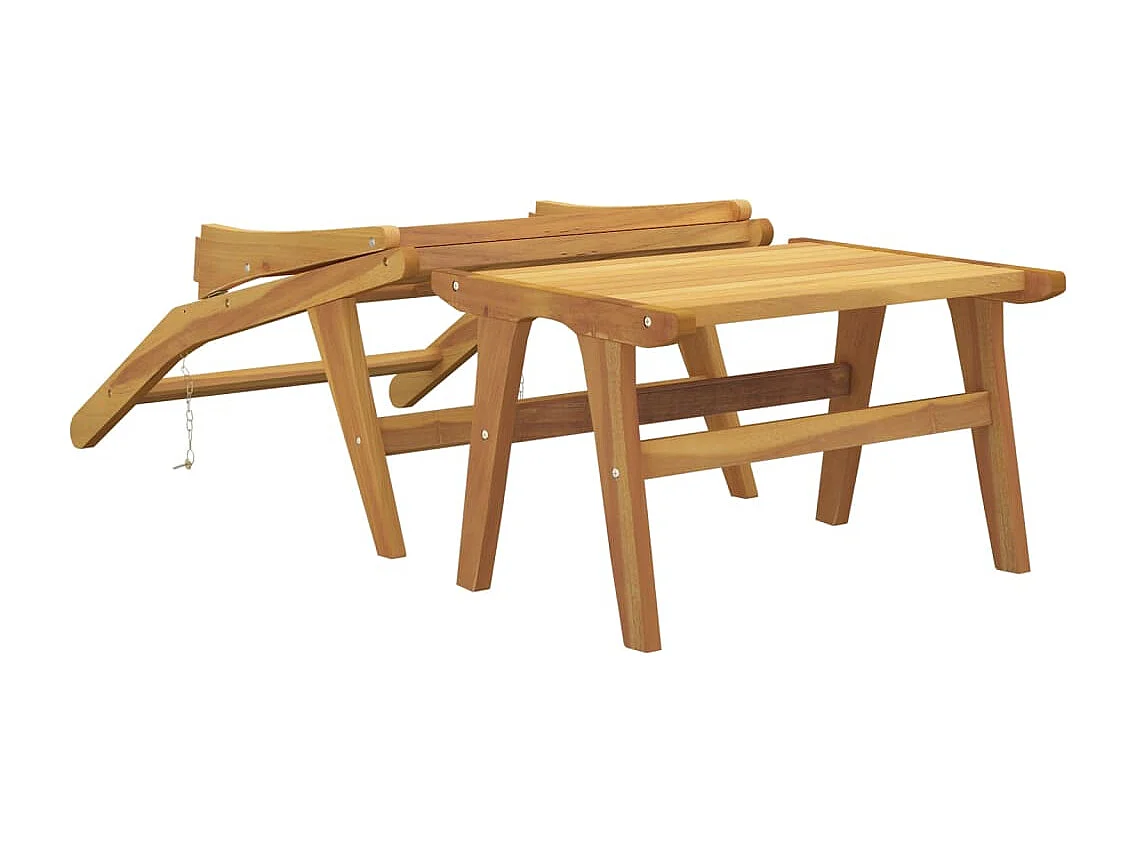 Chaise de jardin avec repose-pieds Bois de teck solide