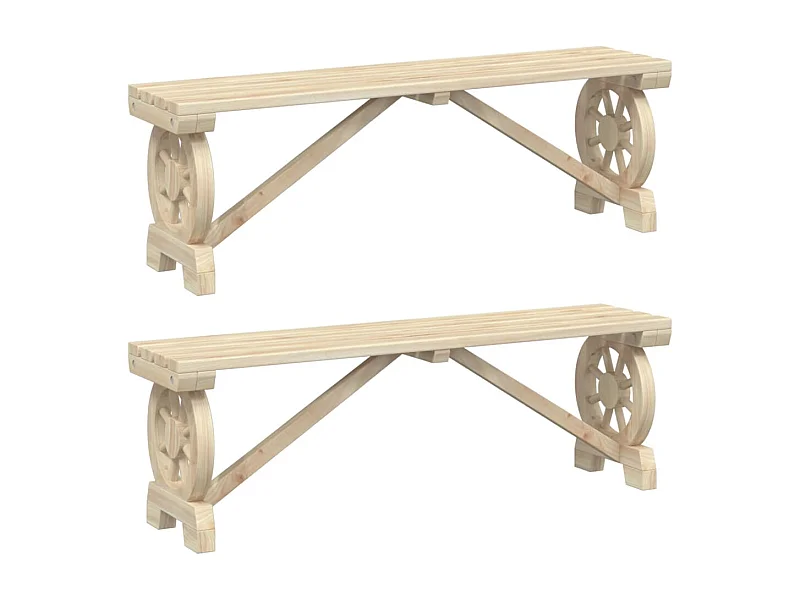 Bancs de jardin 2 pcs bois de sapin massif