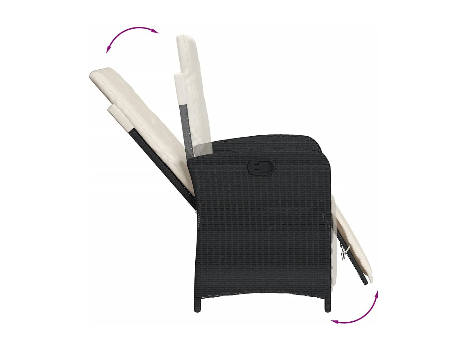 Chaise inclinable de jardin et repose-pied noir résine tressée