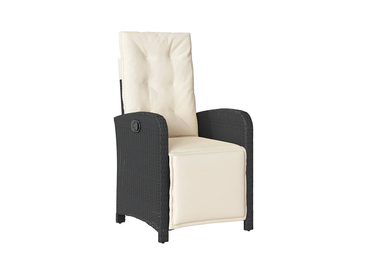 Chaise inclinable de jardin et repose-pied noir résine tressée
