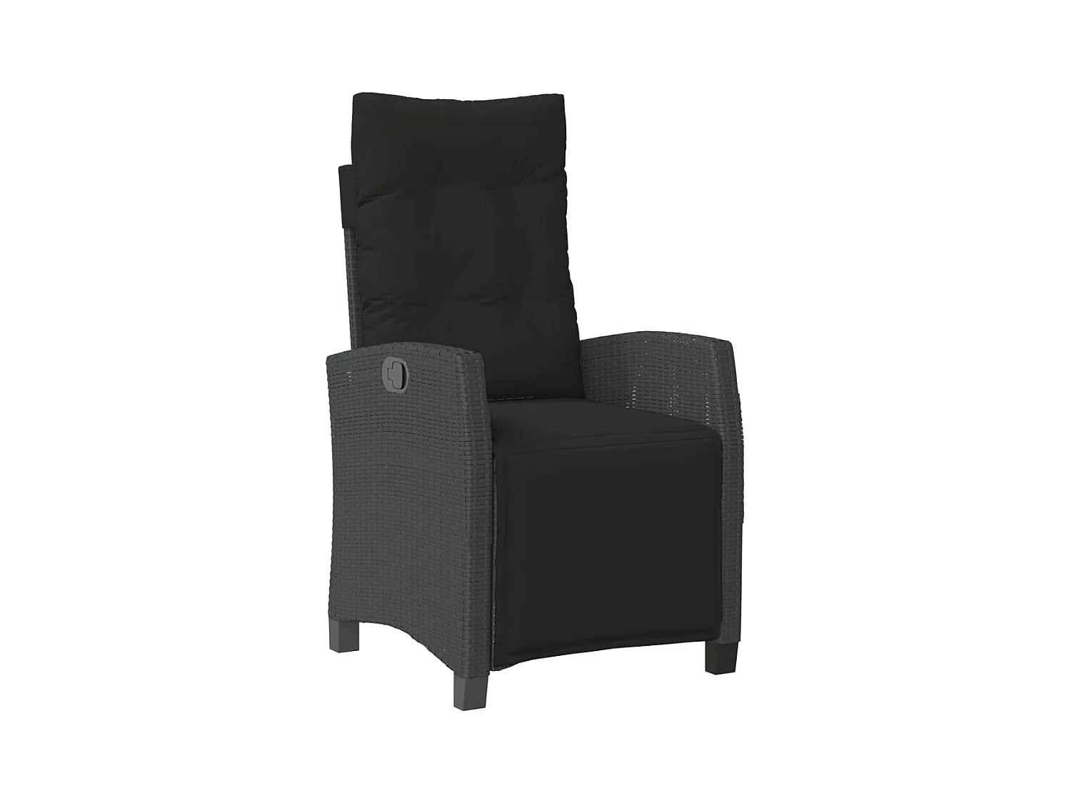 Chaise inclinable de jardin et repose-pied noir résine tressée