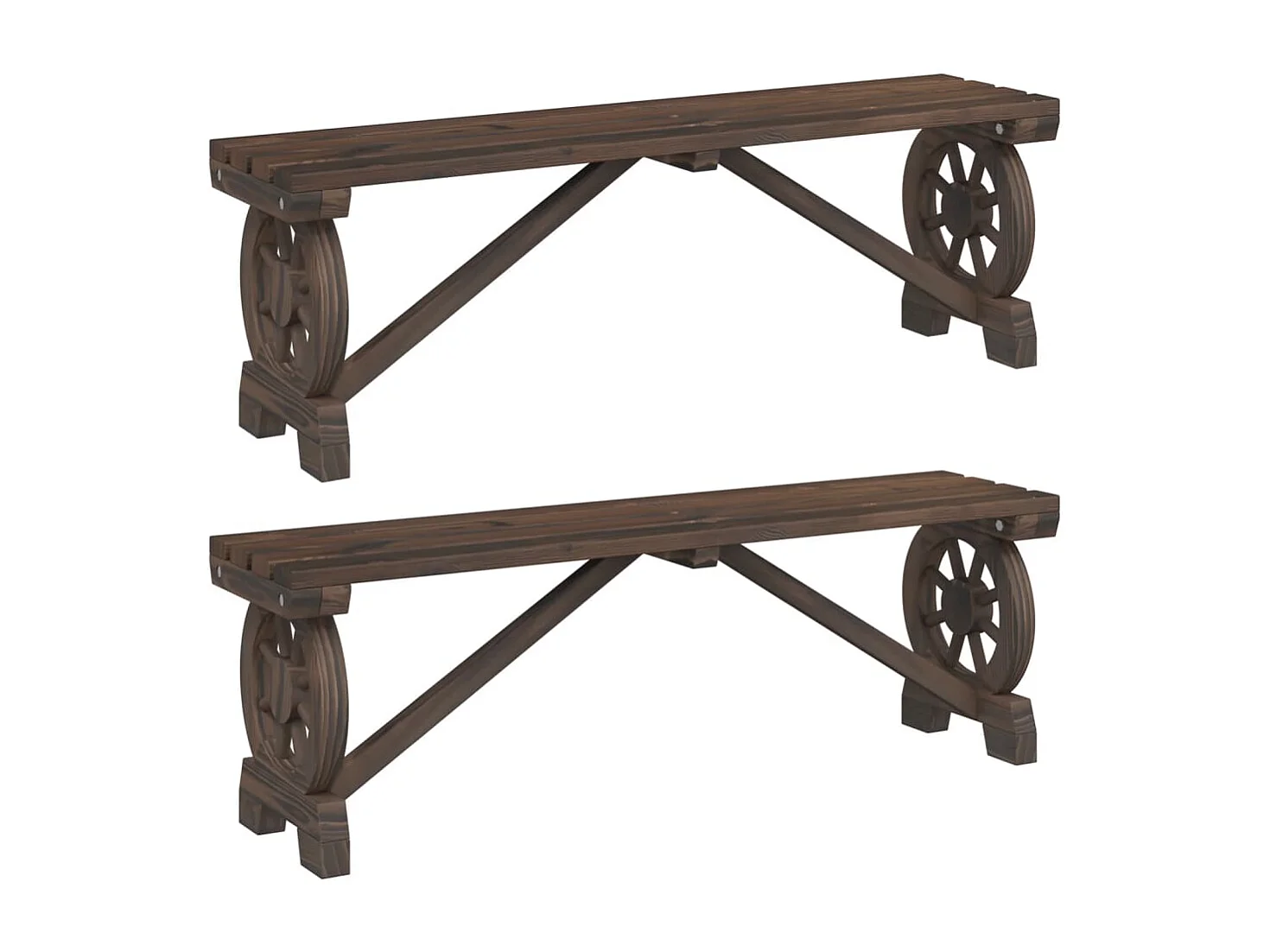 Bancs de jardin 2 pcs bois de sapin massif