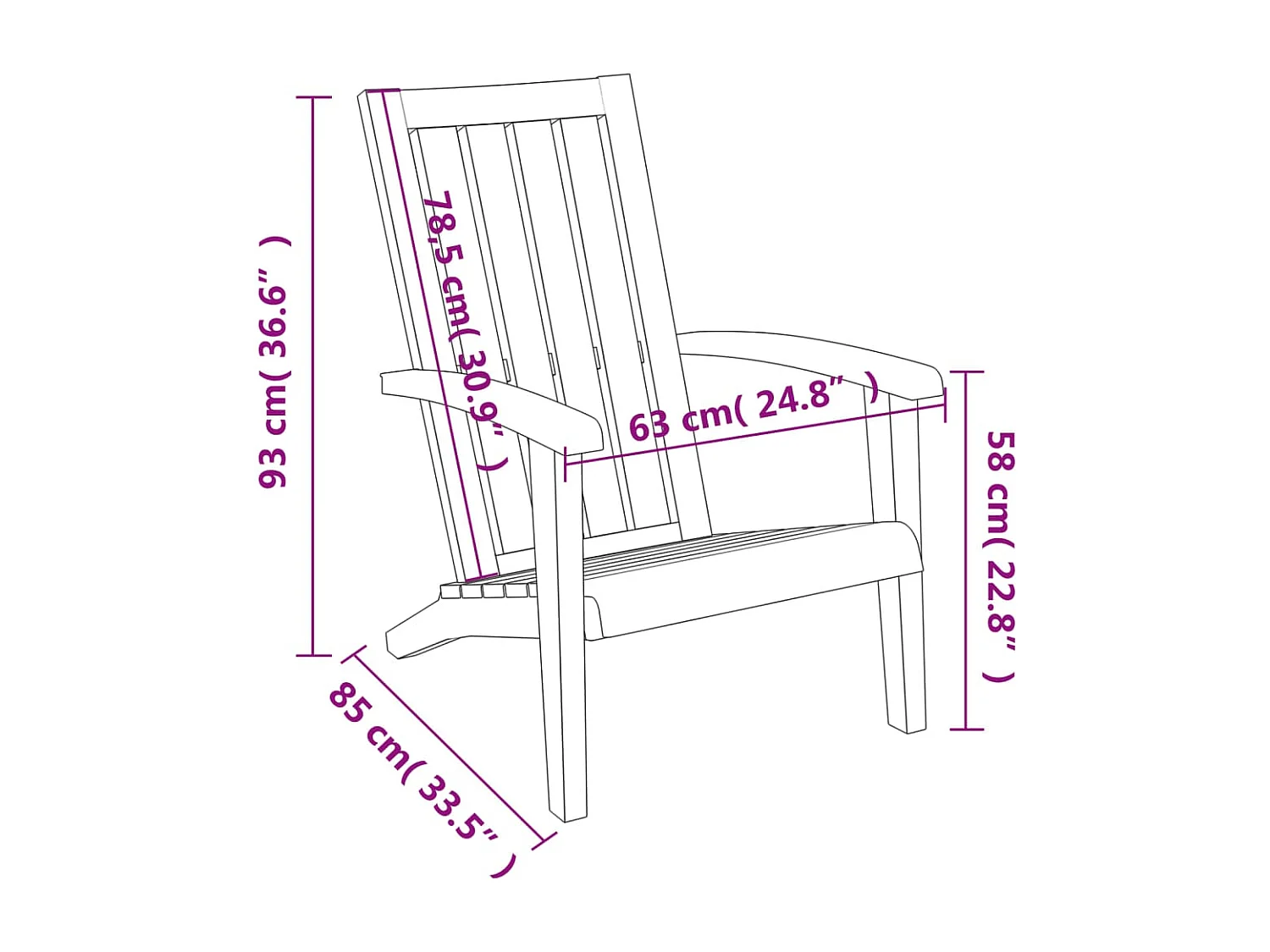 Chaise de jardin Adirondack marron clair polypropylène