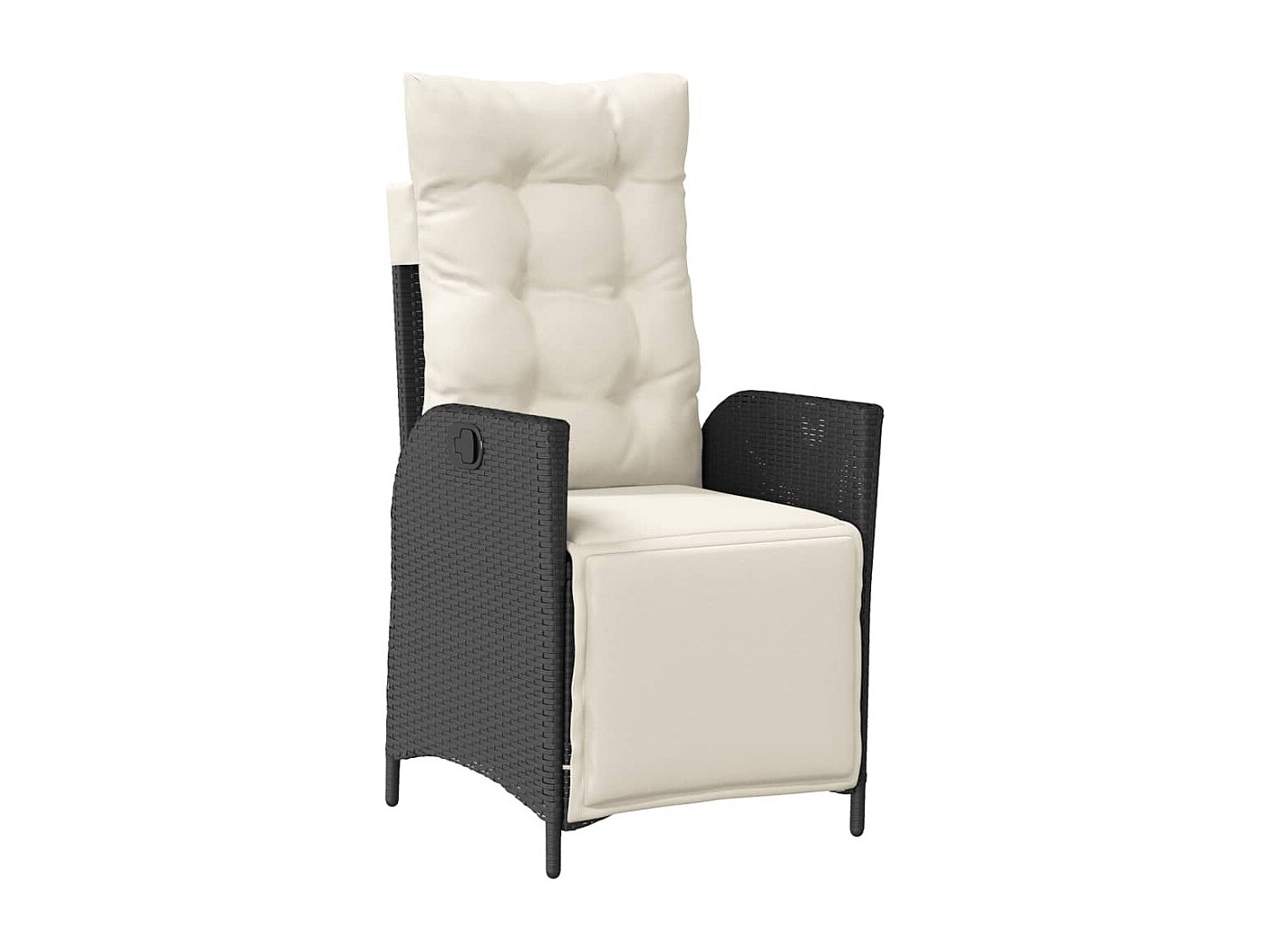 Chaise Inclinable De Jardin VidaXL En Résine Tressée Noire Avec Coussin - Fauteuil Patio Confortable