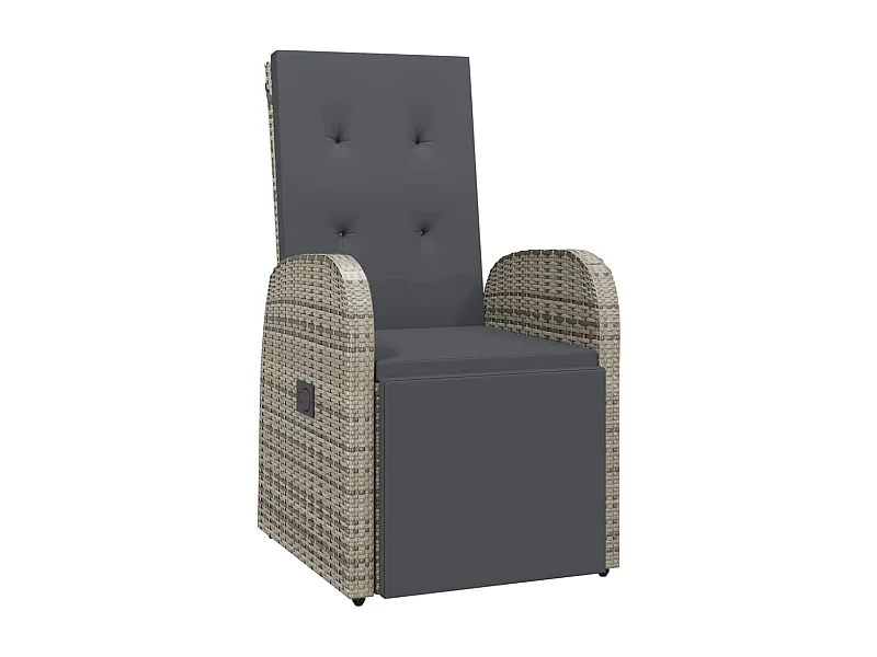 Chaise inclinable de jardin avec coussins gris résine tressée