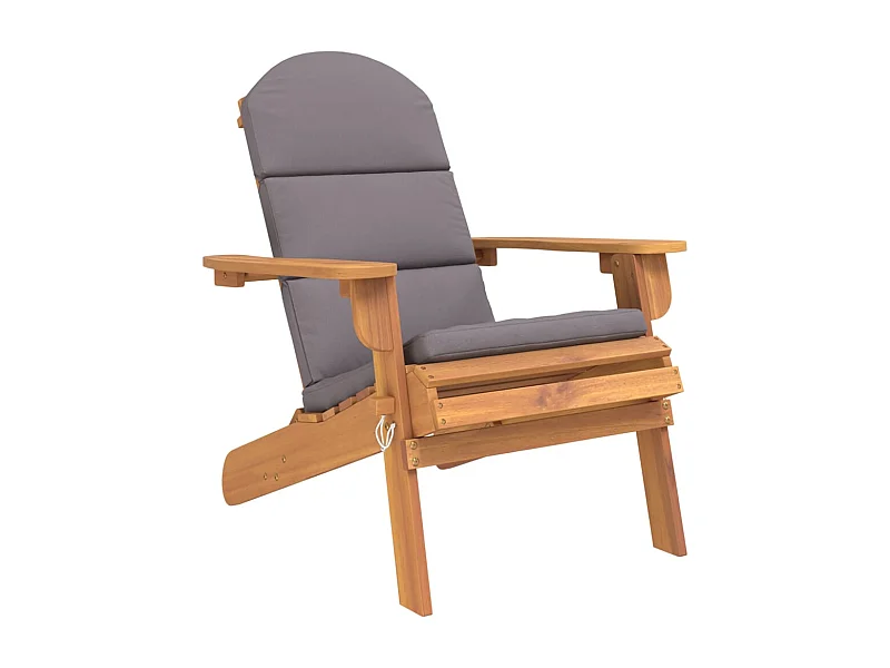 Chaise de jardin Adirondack avec coussins bois massif d'acacia