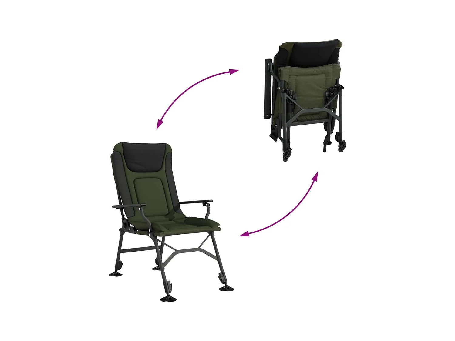 Chaise de pêche avec accoudoir pliable vert