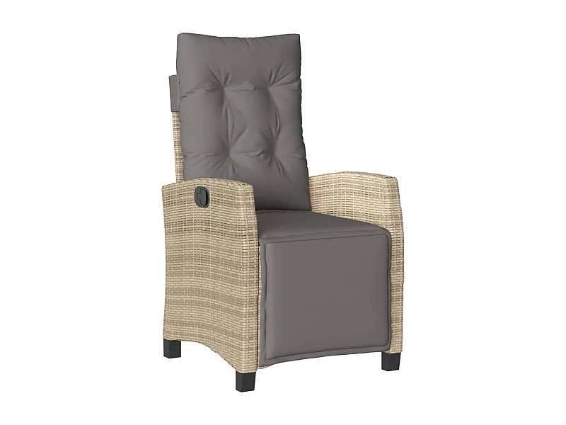 Chaise inclinable de jardin et repose-pied mélange beige rotin