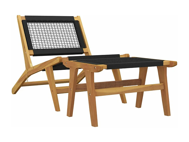 Chaise de jardin et repose-pieds Bois teck solide et polyester