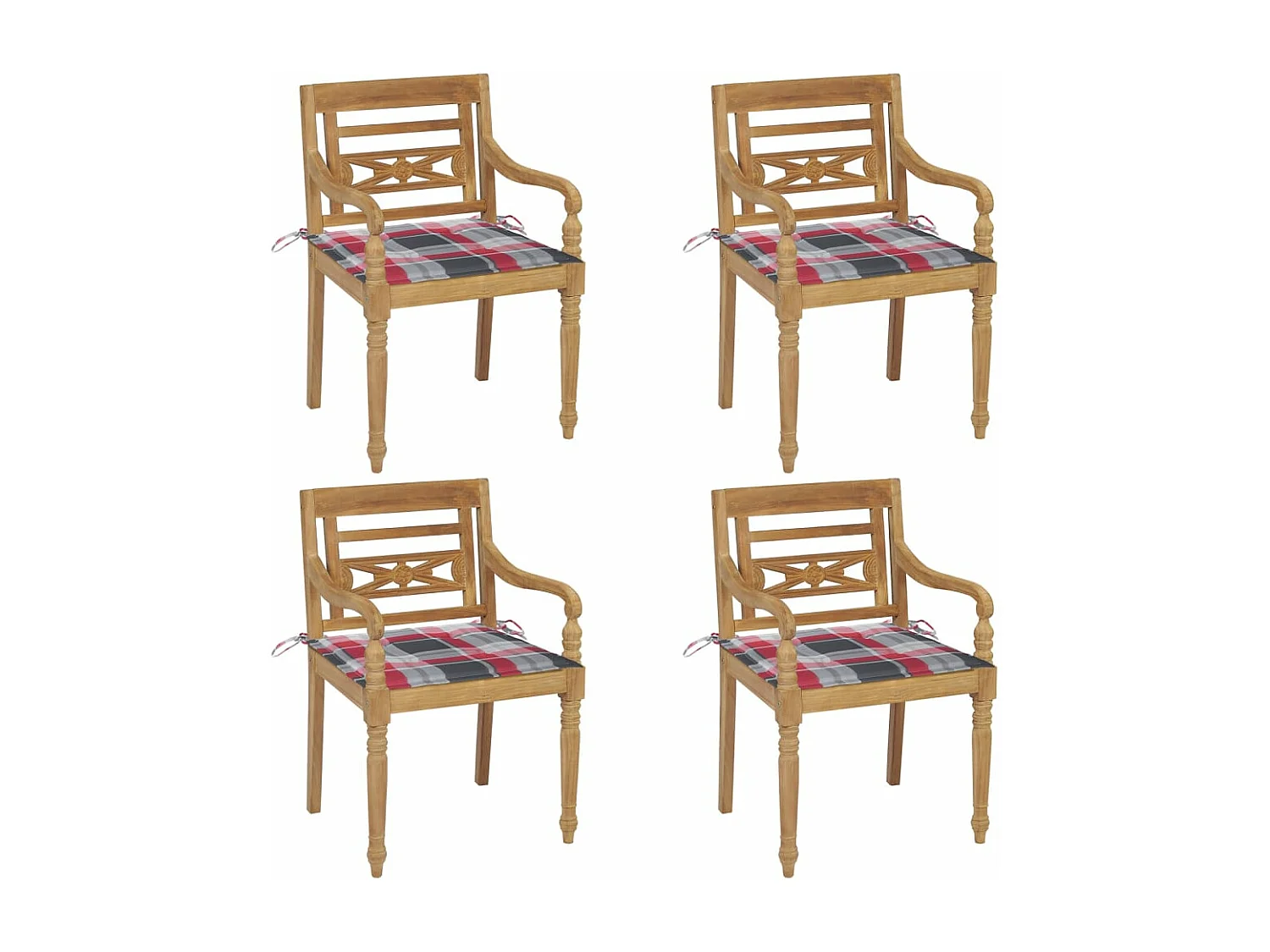 Chaises Batavia avec coussins 4 pcs Bois de teck solide 11