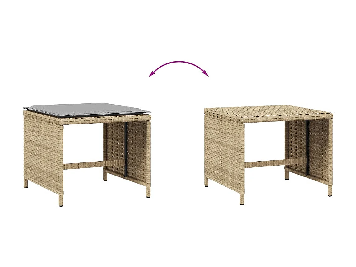 Tabourets de jardin et coussins 4 pcs mélange beige 41x41x36