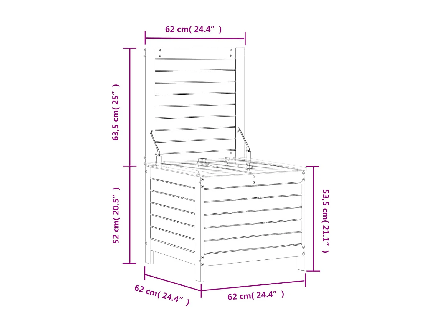 Repose-pied jardin marron 62x63,5x53,5 bois pin massif