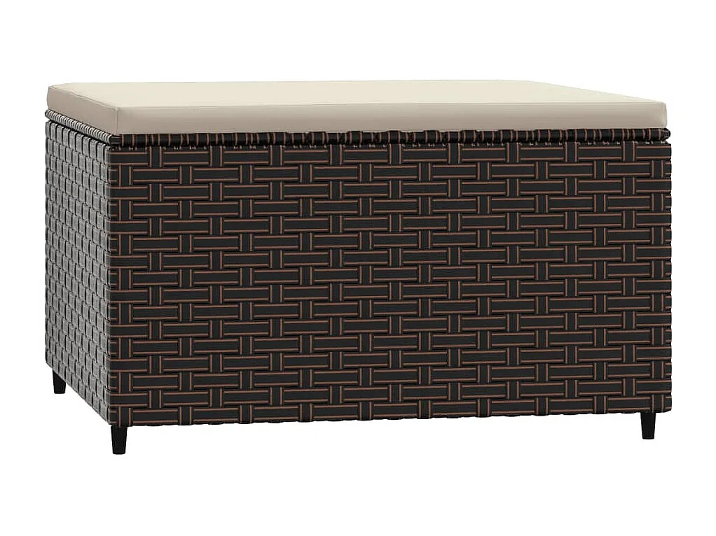 Repose-pieds de jardin et coussins 2 pcs marron résine tressée