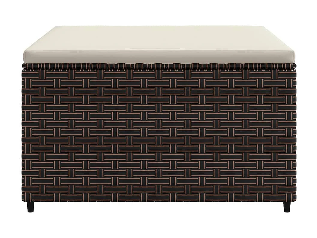 Repose-pieds de jardin et coussins 2 pcs marron résine tressée