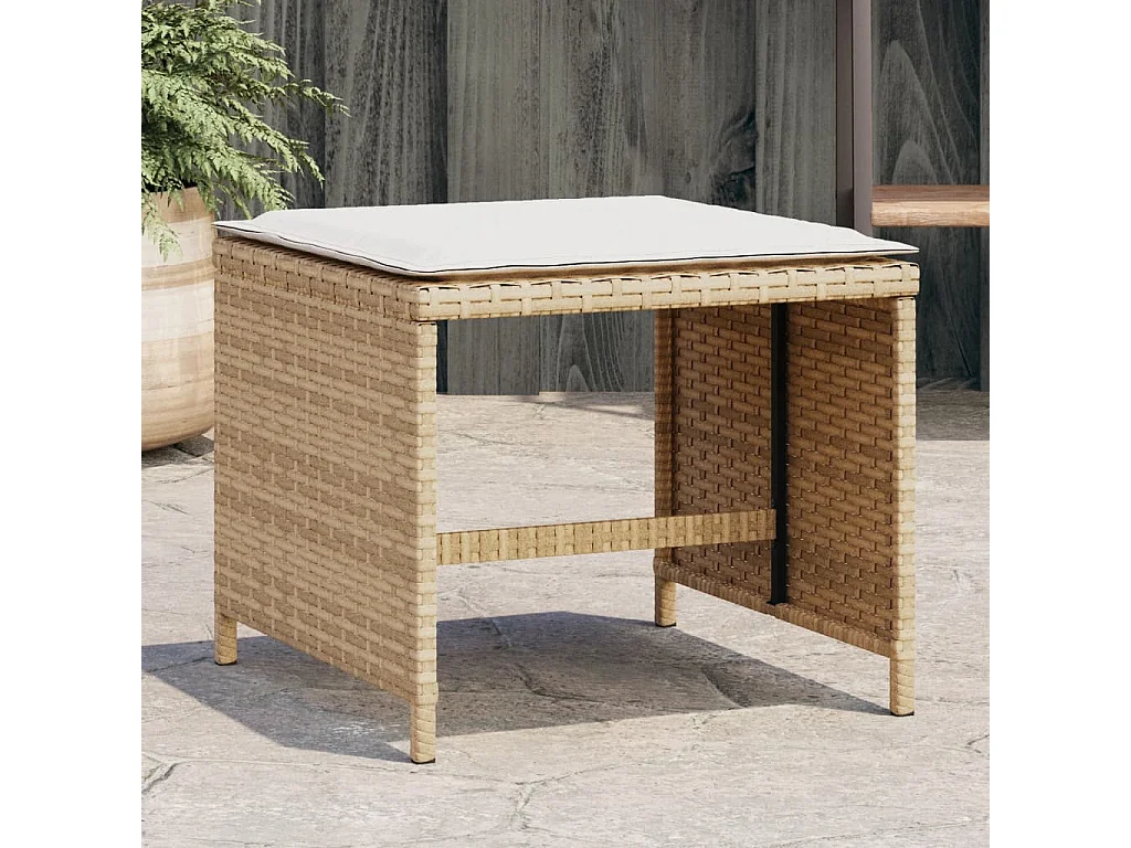 Tabourets de jardin avec coussins 4 pcs beige 41x41x36 rotin