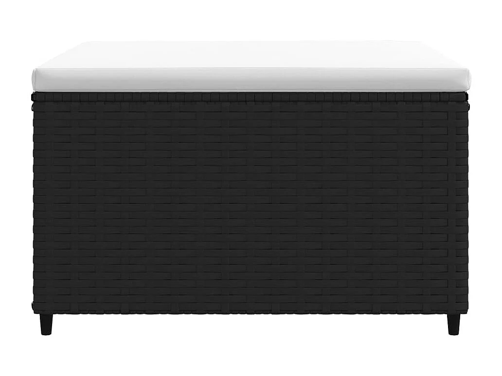 Repose-pieds de jardin avec coussins 2 pcs noir résine tressée