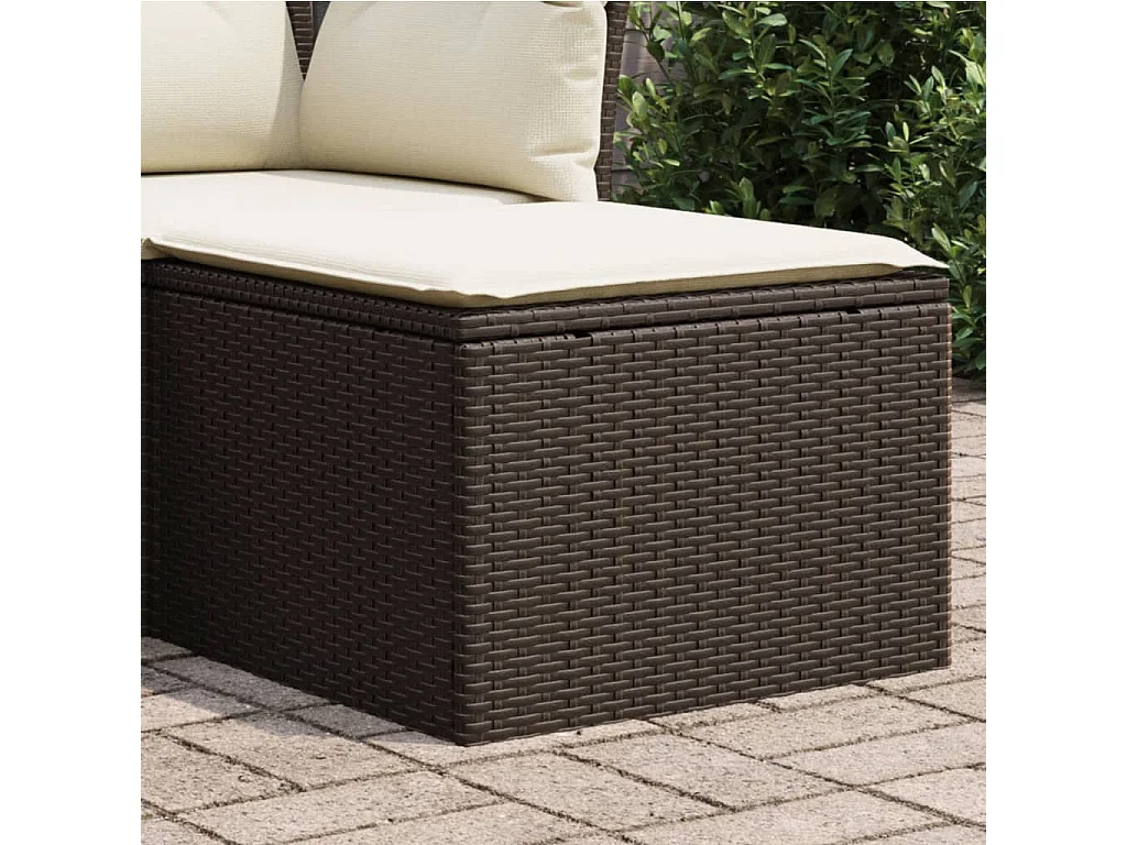 Tabouret de jardin avec coussin brun 55x55x37 résine tressée