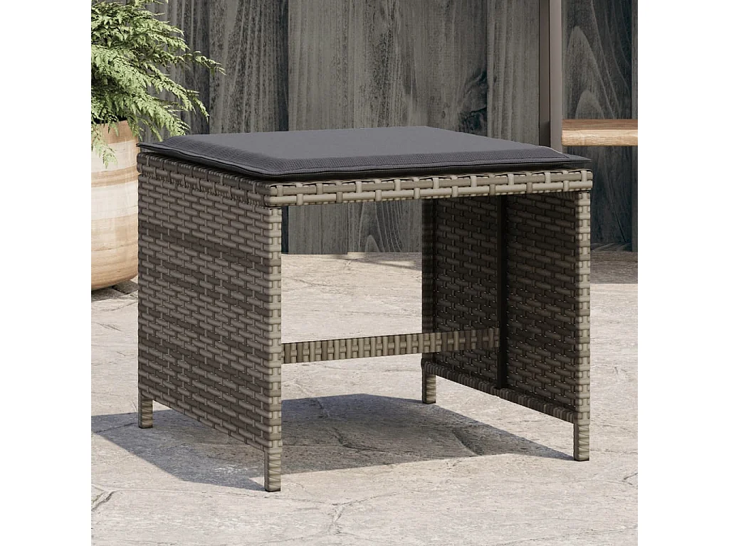 Tabourets de jardin avec coussins 4 pcs gris 41x41x36 rotin