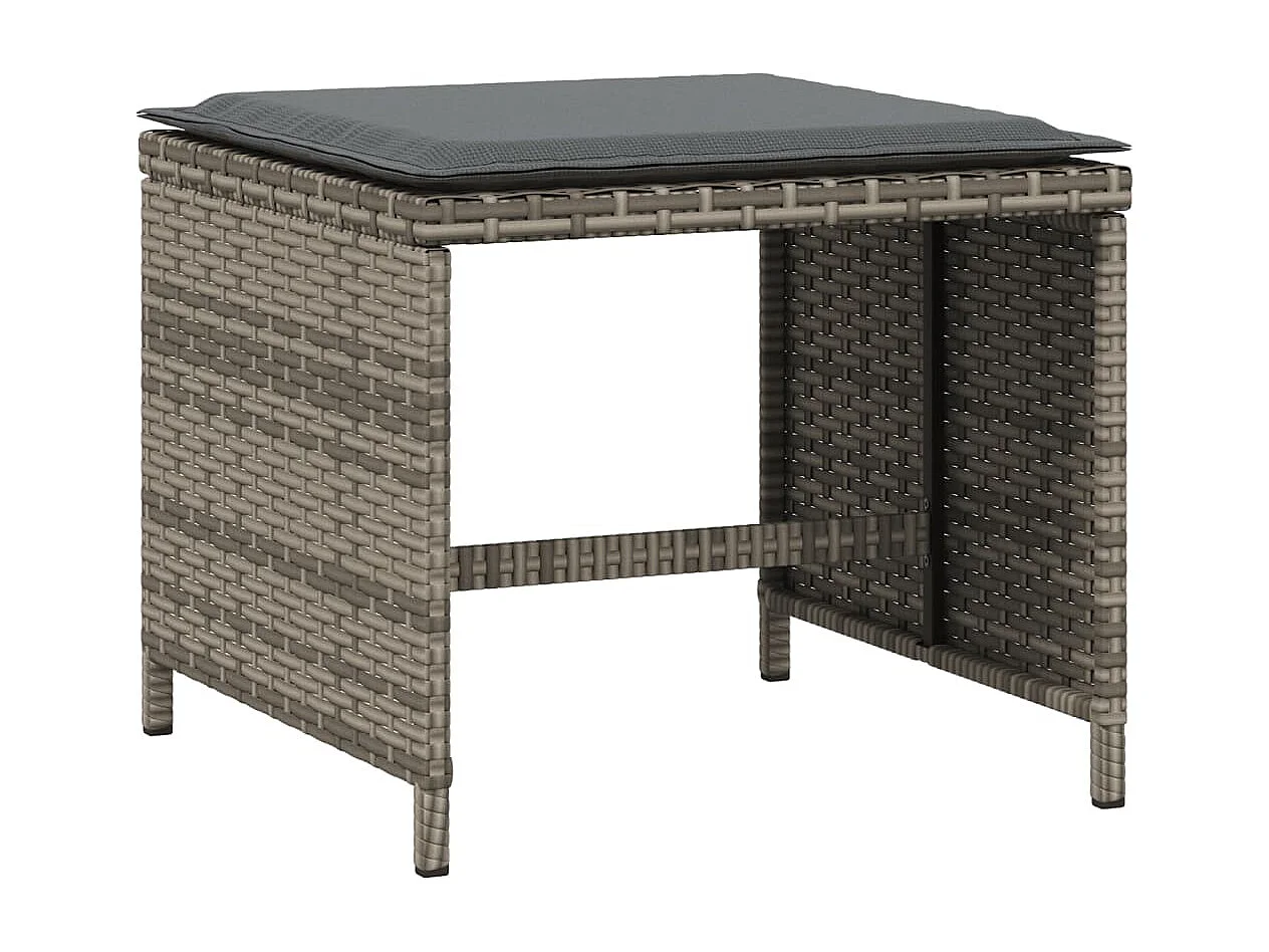 Tabourets de jardin avec coussins 4 pcs gris 41x41x36 rotin