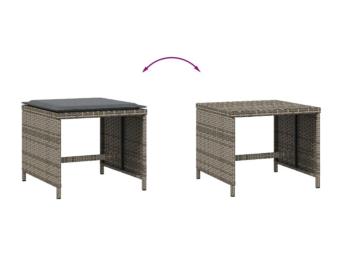 Tabourets de jardin avec coussins 4 pcs gris 41x41x36 rotin