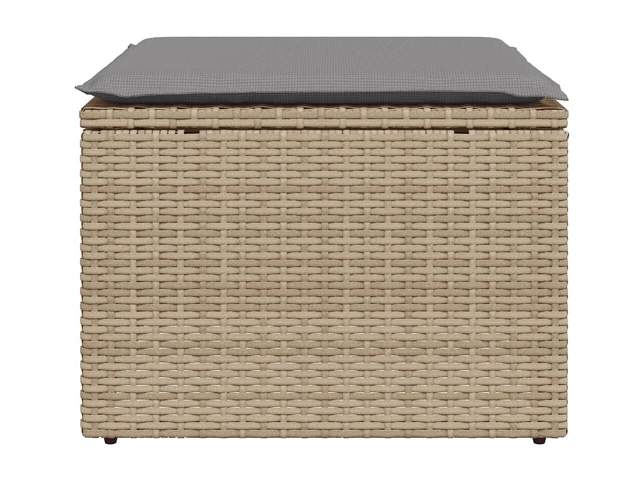 Tabouret de jardin avec coussin beige 55x55x37 résine tressée