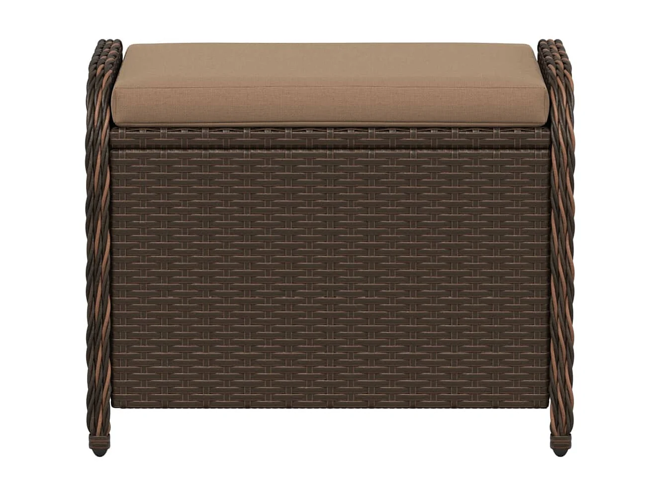 Tabouret de jardin avec coussin brun 58x46x46 résine tressée