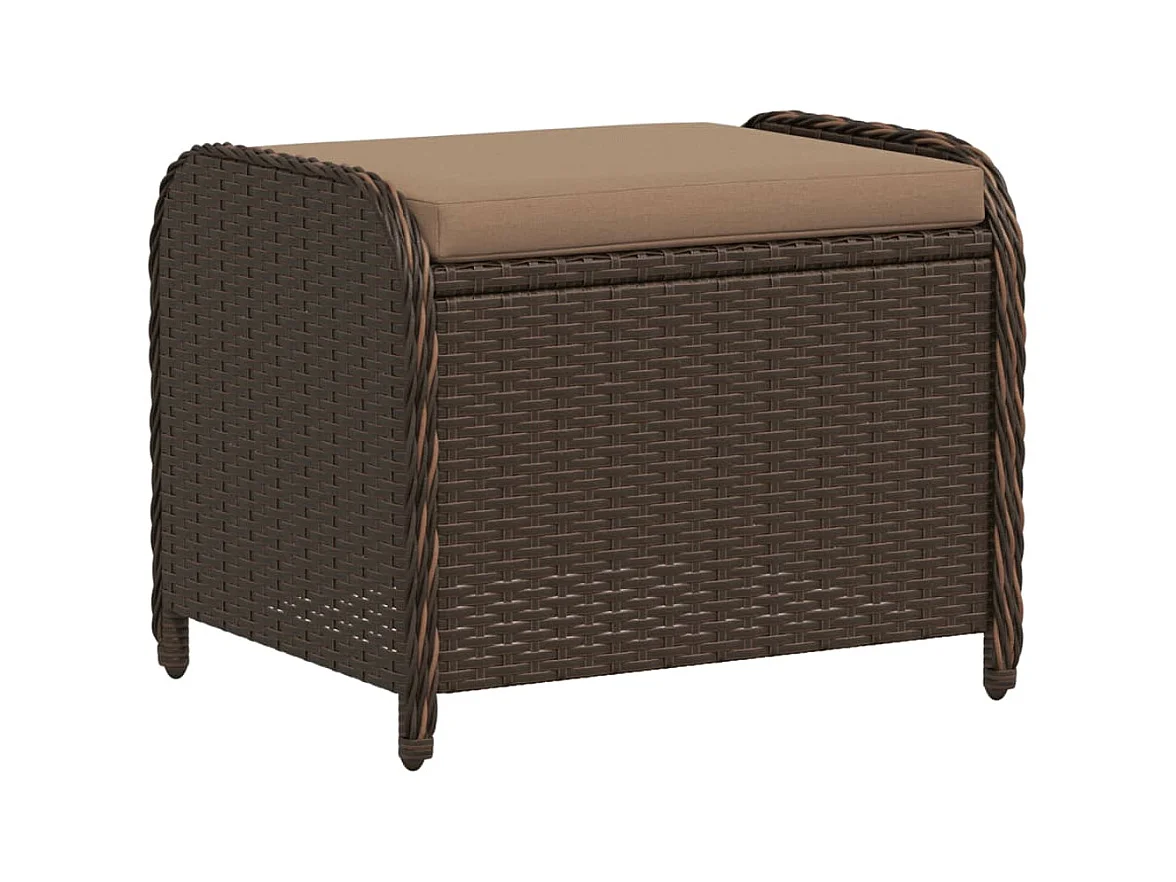 Tabouret de jardin avec coussin brun 58x46x46 résine tressée