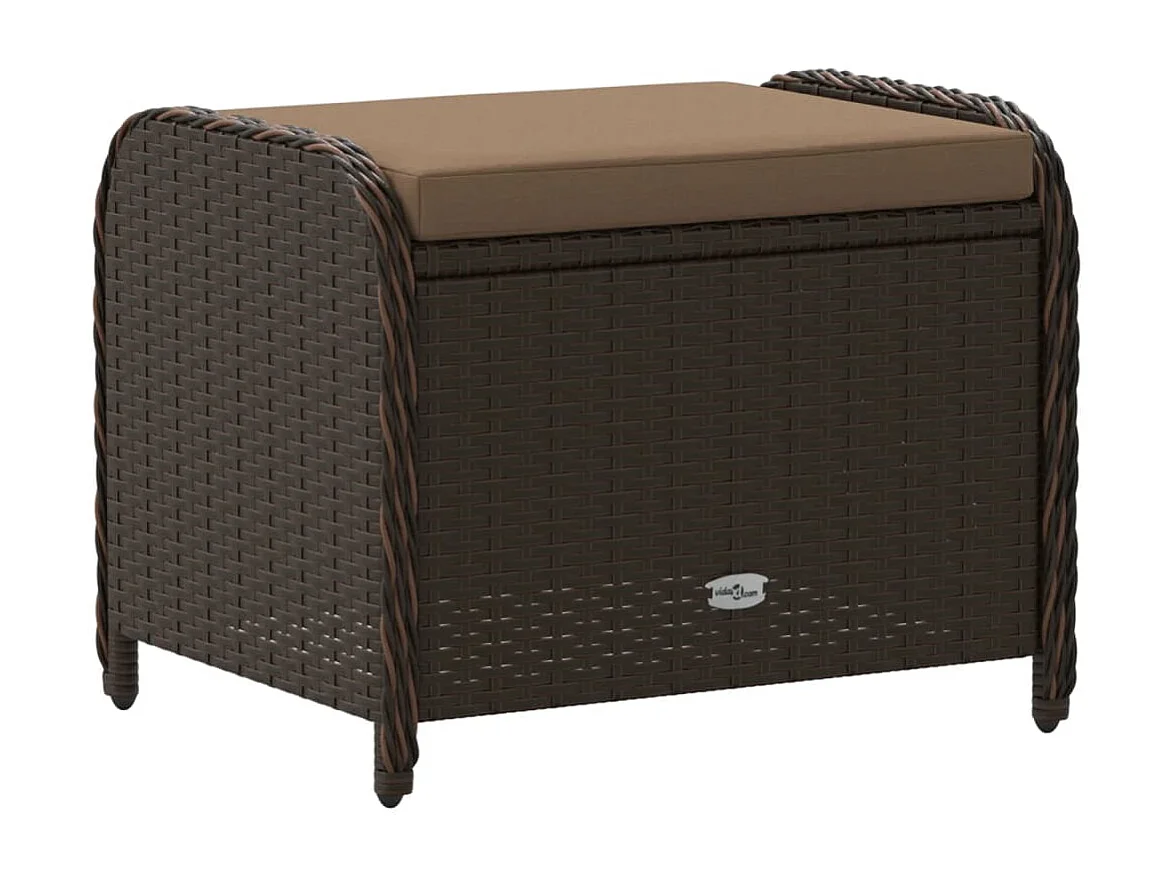 Tabouret de jardin avec coussin brun 58x46x46 résine tressée